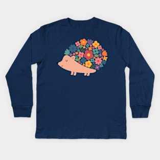 Floral Hedgehog Kids Long Sleeve T-Shirt